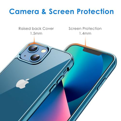 JETech Case for iPhone 13 mini, Anti-Yellowing, Navy Blue | Shockproof Protection, Scratch Resistant Hard PC Back, Durable Transparent TPU Bumper - color: Navy Blue