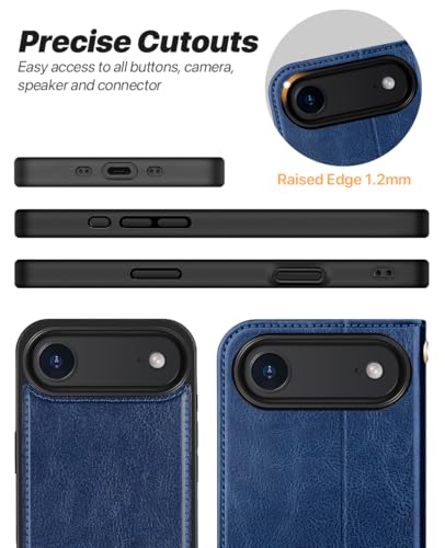 OCASE for iPhone Air Detachable Wallet Case with Card Holder, 2 in 1 PU Leather Flip Folio with RFID Blocking Stand Wrist Strap Shockproof Phone Cover 6.5 Inch 2025, Blue - color: Blue, size: iPhone Air