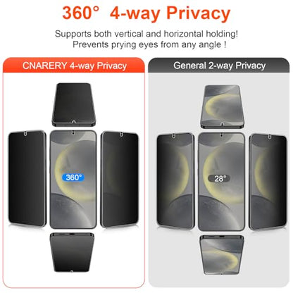 2 Pack 4 Way 360 ° Matte Privacy Screen Protector for Samsung Galaxy S24 6.2 Inch[Not Glass], Anti-Scratch, Anti-Glare, Support fingerprint - size: Samsung Galaxy S24