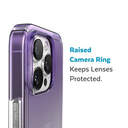 Speck Clear iPhone 14 Pro Case - Drop Protection, Scratch Resistant Dual Layer Slim Phone Case for 6.1" iPhone 14 Pro - Anti-Yellowing & Anti-Fade Case - Ombre Amethyst Purple Fade/Clear GemShell - color: Amethyst Purple Fade/Clear
