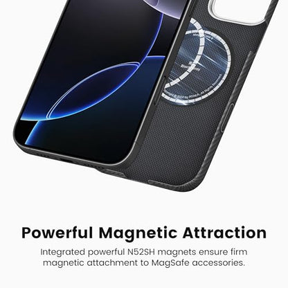 pitaka iPhone 16 Pro Case 6.3” - MagSafe Compatible, Ultra Slim with Caseless Feel, 600D Aramid Fiber Woven - Black/Grey (Twill) - color: Black/Grey (Twill), size: For iPhone 16 Pro, 6.3"