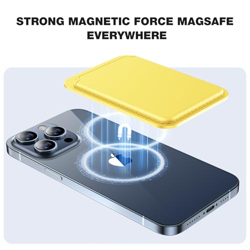 Miracase Magnetic Wallet, Compatible with MagSafe Wallet, 3-Card Holder, for iPhone 15/14/13/12 Series，Lemon - color: C-Lemon, style: Basic Wallet