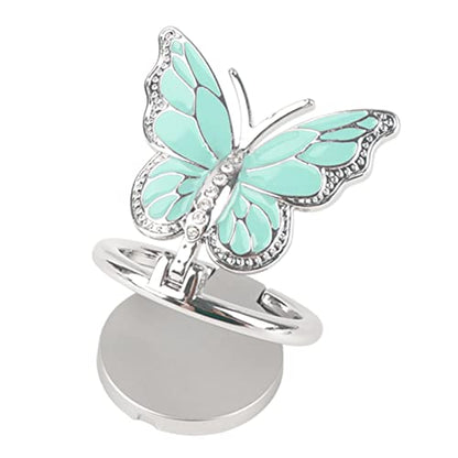 Phone Ring Holder Finger Kickstand, Bling Metal Cute Butterfly Cell Phone Ring Stand Grip Turns 360° Rotation Adjustable Sparkle Phone Grip Compatible with iPhone, Samsung, All Smartphone - color: Green