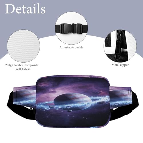 Outer Space Fanny Packs for Women Men Double Layer Fashion Waist Pack Adjustable Belt Bag with Pockets Small Crossbody Bags for Running Hiking Workout Travel Daily Use