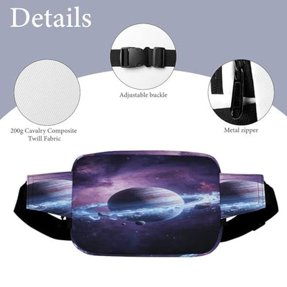 Outer Space Fanny Packs for Women Men Double Layer Fashion Waist Pack Adjustable Belt Bag with Pockets Small Crossbody Bags for Running Hiking Workout Travel Daily Use