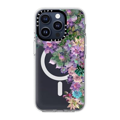 CASETiFY for iPhone 15 Pro Case - Impact Clear Compatible with MagSafe | Not Yellowing | 6.6 ft. 3X Military Grade Drop Protection | MY SUCCULENT GARDEN | Clear - color: MY SUCCULENT GARDEN, size: Iphone 15 Pro (6.1")