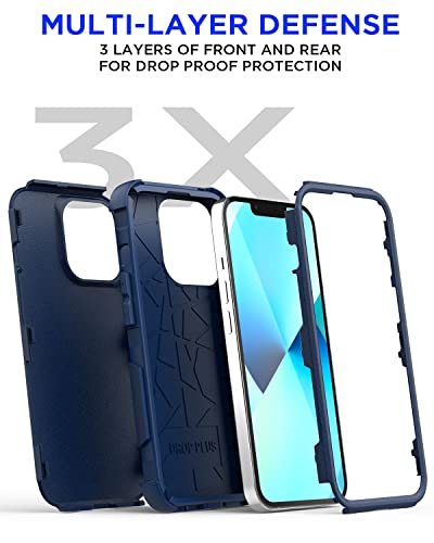 AICase for iPhone 13/iPhone 14 Case,Heavy Duty 3-Layer Rugged Pocket-Friendly Phone Case,Durable Military Grade Protection Shockproof/Drop Proof/Dust-Proof Protective Cover for iPhone 13/14(sea Blue) - color: sea blue Case