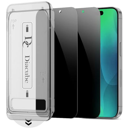 2 PACK Privacy Screen Protector for iPhone 17 Pro, [27° Anti-Spy] 9H Hardness Shatterproof Tempered Glass with [Easy Installation Frame with Auto Dust Removal] Bubble Free, Case-Friendly, HD Full Coverage - size: iPhone 17 Pro