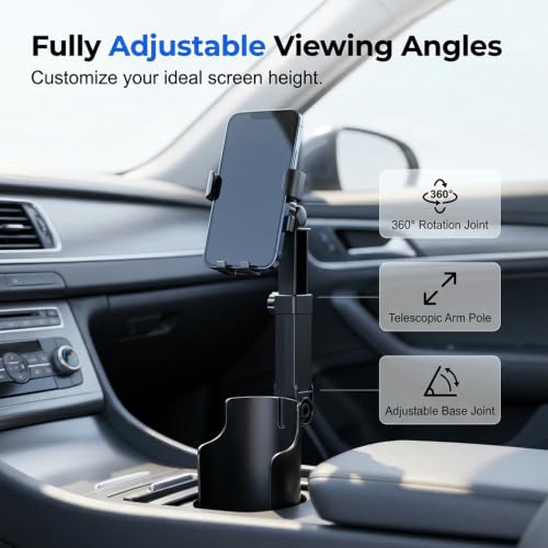 Car Cup Holder Phone Mount, 2026 New Car Phone Holders for Your Car, 360° Adjustable, Strong N52 Magnet, One-Hand Operation Cell Phone Holder Mount for All Smartphones (2, Black-Magnetic Model)