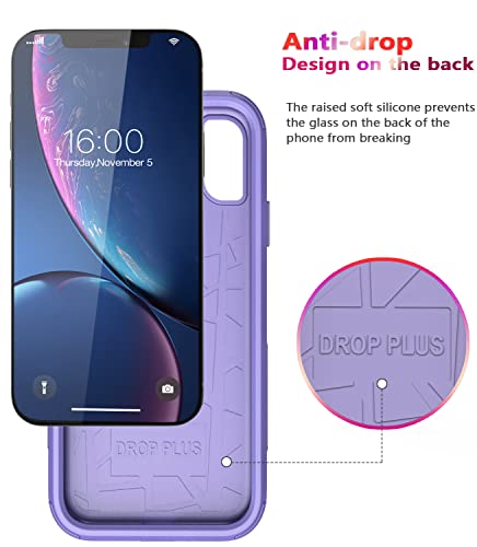 Diverbox for iPhone Xr Case [Shockproof] [Dropproof] [Dust-Proof],Heavy Duty Protection Phone Case Cover for Apple iPhone XR (Purple) - color: Purple-3in1