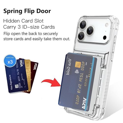 Wallet Case for iPhone 17 Pro with 3 Credit Card Holder Slot Clear | Shockproof Hybrid Heavy Duty Protection Transparent Phone Cover Compatible with iPhone 17 Pro 6.3 Inch (Clear) - color: Clear, size: iPhone 17 Pro