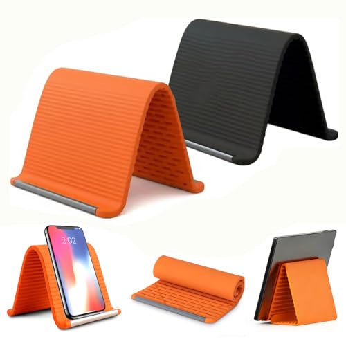 Anna's Portable Foldable Silicone Aluminum Phone Holder, 2026 New Flexible Silicone Aluminum Phone Holder, Folded into Any Shape, Universal Adjustable Anti-Slip Desktop Mount for Home Office Travel