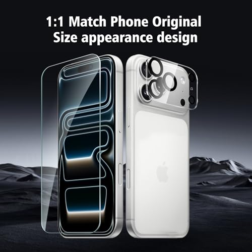 2+2 Pack compatible with iPhone 17 Pro Max Screen Protector Tempered Glass with Camera Lens Protector, Protection Film with Easy Installation Frame, 9H Hardness, Scratch Resistant, Case Friendly - size: iP17 Pro Max transparent
