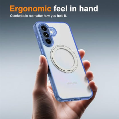 Case for Samsung Galaxy A37 5G Phone 2026 | Rotating Stand | Non-Yellowing Transparent Clear | Wireless Charging | Shockproof Protection (Blue) - color: Blue, size: A37