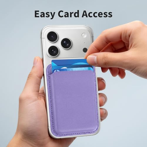 2Pack Magnetic Wallet Cell Phone Card Holder for Phone Case with Mag-Safe, Stronger Magnetic RFID Leather Phone Wallet Stick on Series of iPhone 17/16/15/14/13/12 and Pro/Promax,2-Pack White - color: Lavender, size: 2 Pack