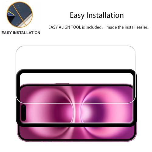Screen Protector For iPhone 16 Plus Tempered Glass 2-Pack Camera Lens Protector Film 2-Pack With Easy Alignment Tool