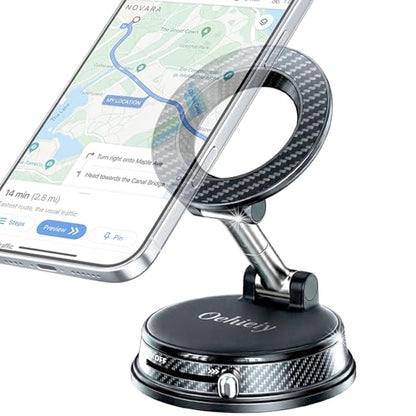 Car Phone Holder, Magnetic Phone Holder for Car, N52 Strong Magnets Suction Cup Mount, Dashboard Windshield, 1080° Rotation for All iPhone 17-12 Pro Max & Android