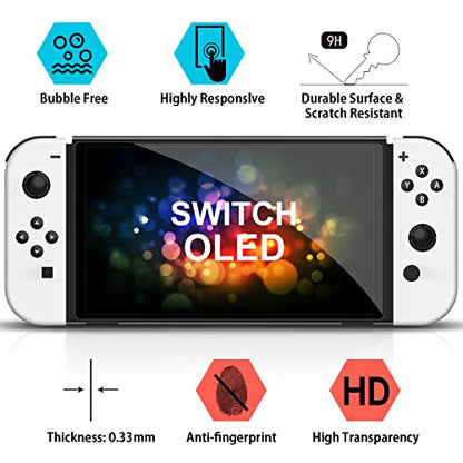daydayup [4 Pack] Tempered Glass Screen Protector Compatible with Nintendo Switch OLED Model 2021 - with [Alignment Frame] Transparent HD Clear Screen Protector for Accessories & Console - size: 7"