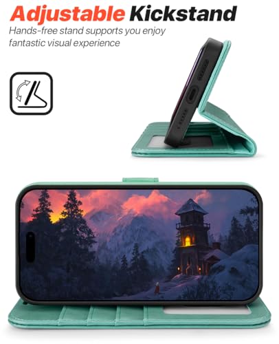 OCASE for iPhone 17 Pro Max Detachable Wallet Case with Card Holder, 2 in 1 PU Leather Flip Folio with RFID Blocking Stand Wrist Strap Shockproof Phone Cover 6.9 Inch 2025, Green - color: Green, size: iPhone 17 Pro Max