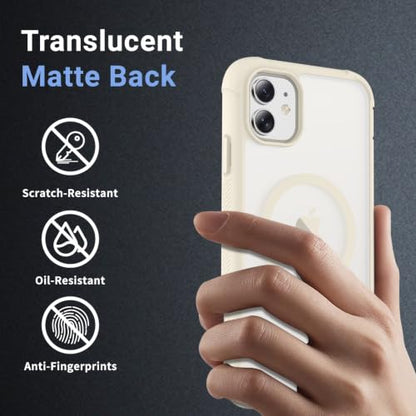 jaroco Magnetic for iPhone 11 Case Heavy Duty Protection Antique White | Compatible with MagSafe,Military Grade Drop Protection,Translucent Matte,Non-Slip,Shockproof 2-Layer Durable Bumper Case - color: Antique White, size: iPhone 11