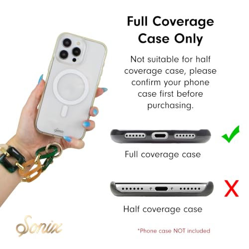 Sonix Phone Wristlet - Detachable Universal Smartphone Wrist Strap, Hands-Free Lanyard Cellphone Bracelet with Tether Tab - color: Marble & Chain Green