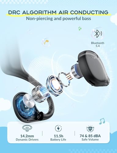iClever OWS01 Kids Bluetooth Headphones, Air Conduction Open Ear Headphones - color: Blue