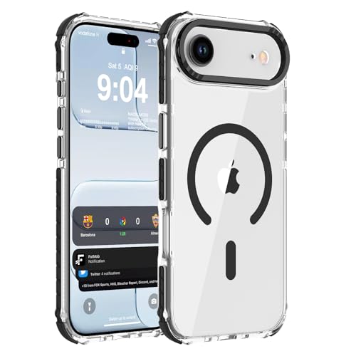 DEERLAMN Strong Magnetic Case for iPhone Air 6.5-Inch,[Compatible with Magsafe][Military Grade Drop Protection] Clear Slim Shockproof Protective Phone Cover-Transparent+Black - color: Transparent+Black, size: for iPhone Air 6.5-Inch