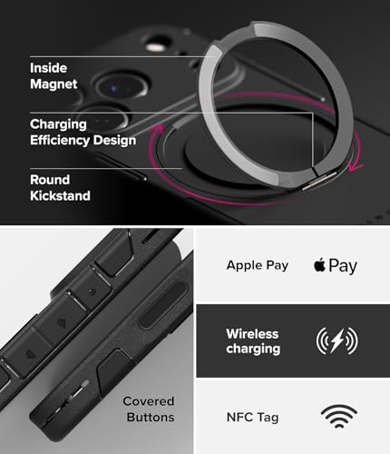 Ringke for iPhone 17 Pro Case [Alles Pro Black] | Compatible with MagSafe, 360° Rotating Kickstand, Camera Control Capture Button Protection, Powerful Magnet - color: Black, size: iPhone 17 Pro