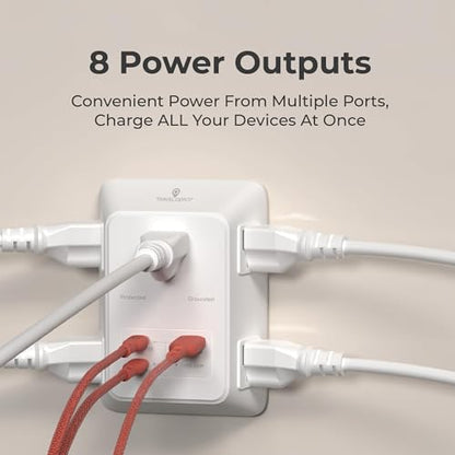 Travel Depot 5-Outlet Wall Outlet Extender with Surge Protector, (White) - color: White