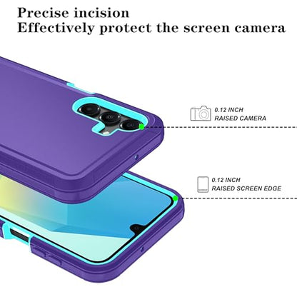 Qinmay Phone Case for Samsung Galaxy A17 5G Case, Galaxy A16 5G Case with HD Screen Protector, Heavy Duty Shockproof 3-Layer Cover Phone Case for Galaxy A17 / A16 ，PurpleSkyBlue - color: PurpleSkyBlue