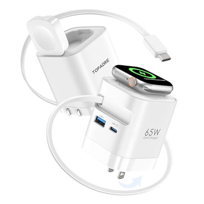 TOPADRE for Apple Watch Charger 65W, 70cm USB-C Retractable Cable