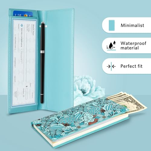 CoBak Checkbook Cover for Women & Men - PU Leather Case with RFID Blocking | Classic Design Check Book Holder for Personal and Business - color: Jungle