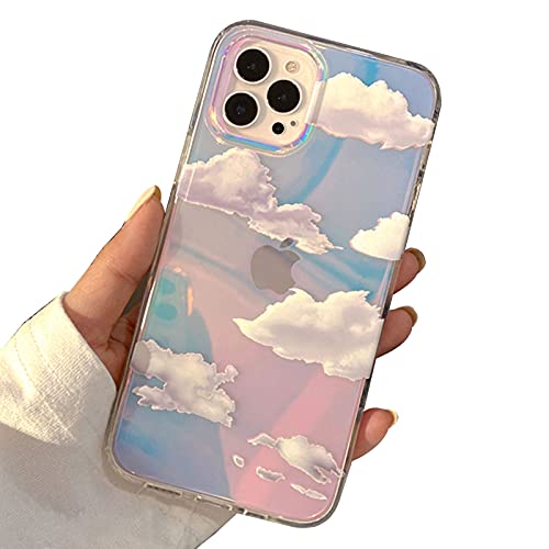 I-MGAE-IN-AR Phone Hard Case 6.7 inch Compatible with iPhone 15 Pro Max Case 2023 Release Slim Cystal Clear Holographic White Cloud Women Girls, Hard PC Shockproof Protective Design - color: Iridescent cloud, size: iPhone 15 Pro Max