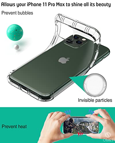 ONES for iPhone 11 Pro Max Case Clear, Slim Soft TPU Silicone Cover, Military Drop Protective Thin Phone Bumper Case with Shockproof Airbags, Yellowing Resistant, Transparent - color: HD High Transparency, size: iPhone 11 Pro Max