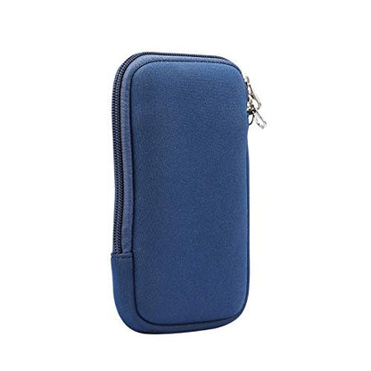 Zip Neoprene Cell Phone Sleeve Case Wallet Pouch for iPhone 17 Pro Max 16 Plus 15 Plus iPhone 14 13 12 Pro Max Moto G 5G 2025 G Power 2026 G Play G Stylus 5G 2024 Google Pixel 10 Pro XL BLU G35 (Blue) - color: Blue