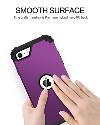 BENTOBEN for iPhone SE 2022 Phone Case and iPhone SE 2020 Case, Heavy Duty 3 in 1 Full Body Rugged Shockproof Hybrid Hard PC Soft Rubber Bumper Drop Protective Girls Women Cover, Deep Purple/Black - color: Black/Deep Purple
