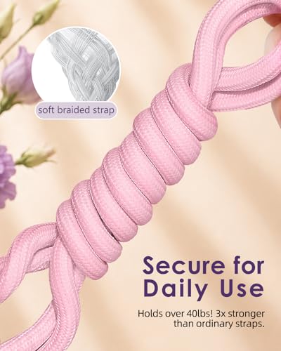 Swooflia Cell Phone Crossbody Lanyard for Women - Adjustable, Lightweight Strap with Tether Tabs for Travel Hiking Hands-Free - color: Floral Pink