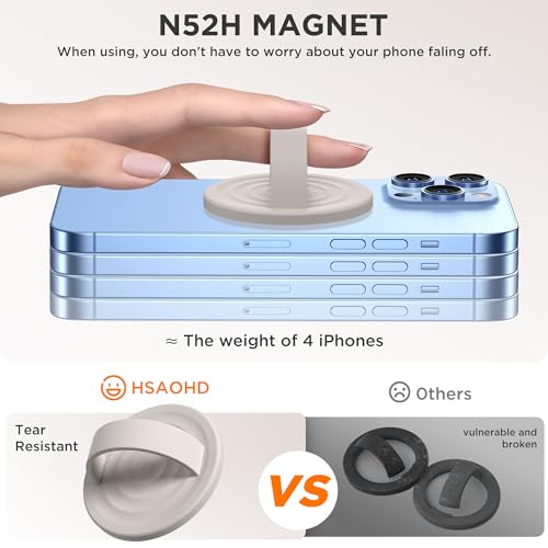 Upgraded Magnetic Phone Grip, Liquid Silicone Soft and Portable, Removable Finger Loop Ring Grip Holder for iPhone, Strong Magnetic Attraction, Compatible with MagSafe Phone Case, Stone - color: Stone