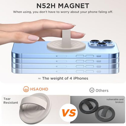 Upgraded Magnetic Phone Grip, Liquid Silicone Soft and Portable, Removable Finger Loop Ring Grip Holder for iPhone, Strong Magnetic Attraction, Compatible with MagSafe Phone Case, Stone - color: Stone