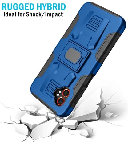 Nakedcellphone Rugged Combo for Samsung Galaxy XCover 7 Pro Case - Blue | Hybrid Cover + Belt Clip Holster, Rotating Phone Holder, Ring Grip, with Kickstand, For XCover7 Pro (2025, SM-G766) - color: Blue