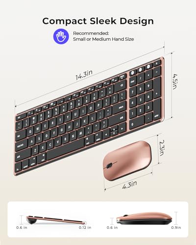 seenda SKM64-2 Bluetooth Keyboard and Mouse Combo for Mac, MacBook and iPad - color: Black & Rose Gold