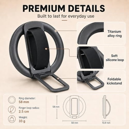 Magnetic Silicone Phone Grip | Super Strong Magnetic Design, 360° Rotation, Comfortable Grip, Compatible with iPhone 16/15/14/13/12 Series, Perfect for Selfies and Watching Videos - color: Deep Black