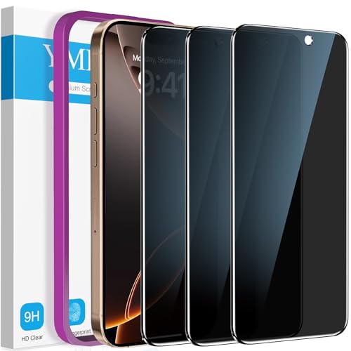 YMHML 3 Pack Compatible for iPhone 16 Pro Max Privacy Screen Protector Tempered Glass, Anti Spy Privacy Screen iPhone 16 Pro Max 6.9 Inch Accessories, Case Friendly Film, Easy Installation Tool - size: iPhone 16 Pro Max-6.9 Inch