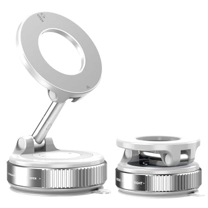 snanlen Upgraded 360° Nano Gel Vacuum Magnetic Phone Holder, 108+LBS Heavy Duty Suction Cup Phone Mount for Car Dashboard & Windshield, 3000gf MagSafe Compatible with iPhone 17/16 Pro Max White - color: White