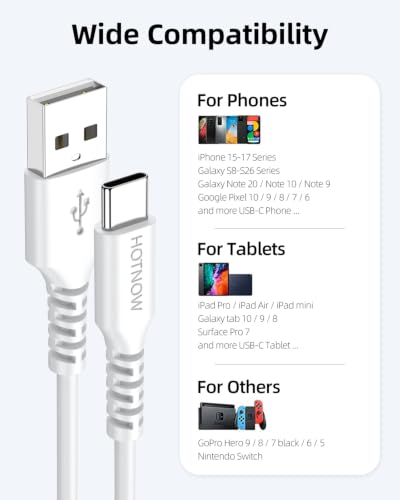 USB A to USB C Cable 3ft 5Pack, Fast Charging USB C Cable - color: White, size: 3FT