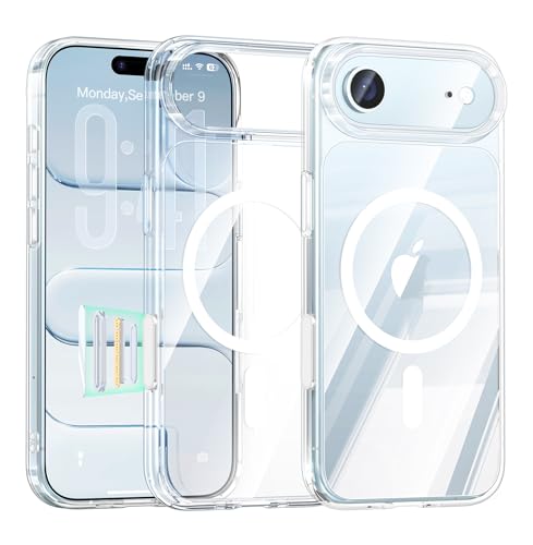 Maledan Magnetic for iPhone Air Case Crystal Clear - Compatible with Mag Safe 17 Air Case, Camera Control, Slim Military Shockproof Phone Cover for iPhone Air Bumper, Anti-Yellowing Transparent - color: Crystal Clear - Magnet, size: iPhone 17 Air 6.5"