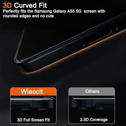 Wiaocit Tempered Glass Screen Protector for Samsung Galaxy A55 5G