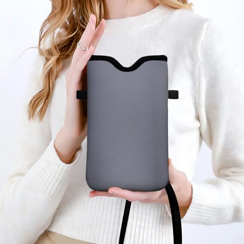 IRADA Neoprene Cell Phone Sleeve Pouch Case Bag with Crossbody Strap Neck Lanyard for Women Men 7.6 X 4.3 Inches-Grey Shockproof Universal Phone Bag - color: Grey-Phone Sleeve