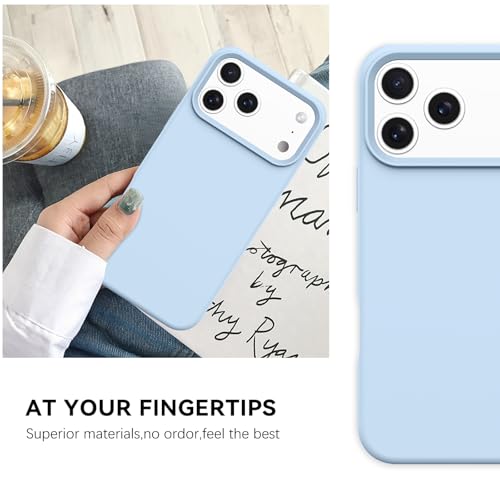 GUAGUA Compatible with iPhone 17 Pro Max Case 6.9 Inch Liquid Silicone Soft Gel Slim Thin Microfiber Lining Cushion Texture Cover Shockproof Protective Phone Case for iPhone 17 Pro Max, Light Blue - color: Light Blue, size: iPhone 17 Pro Max
