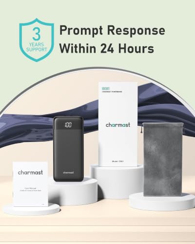 charmast Portable Charger Built-in Cables, 10000mAh Slim Power Bank Pocket - color: Black